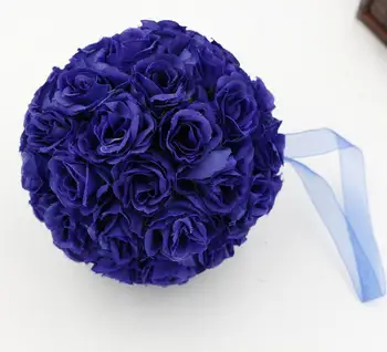 

10 Pcs Royal Blue 5inch Rose Flower Kissing Ball hanging ball Wedding Flowers ball party Decoration supplies