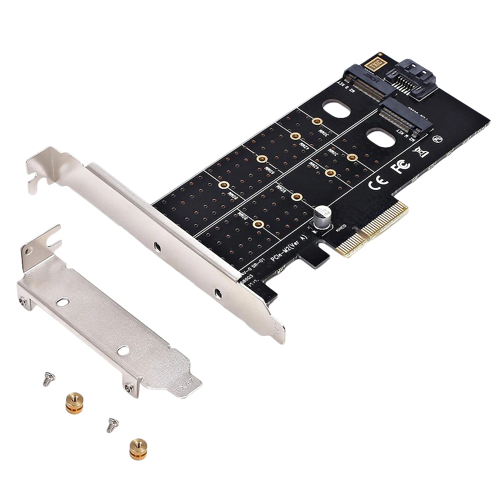 Двойной адаптер M.2 Pcie M2 Ssd Nvme (ключ M) или Sata B) 22110 2280 2260 2242 2230 до Pci E 3 0X4 хост