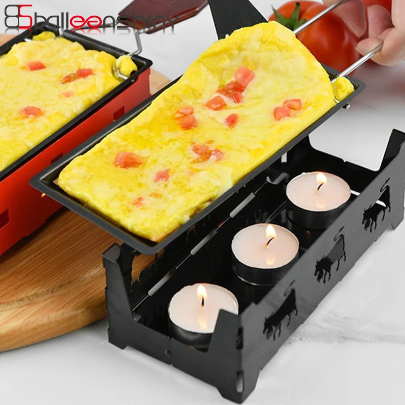 

BalleenShiny Mini Non-sticker Cheese Oven Baking Dish with Candle Table Set Portable Butter Daily Swiss Cheese Grills Tools