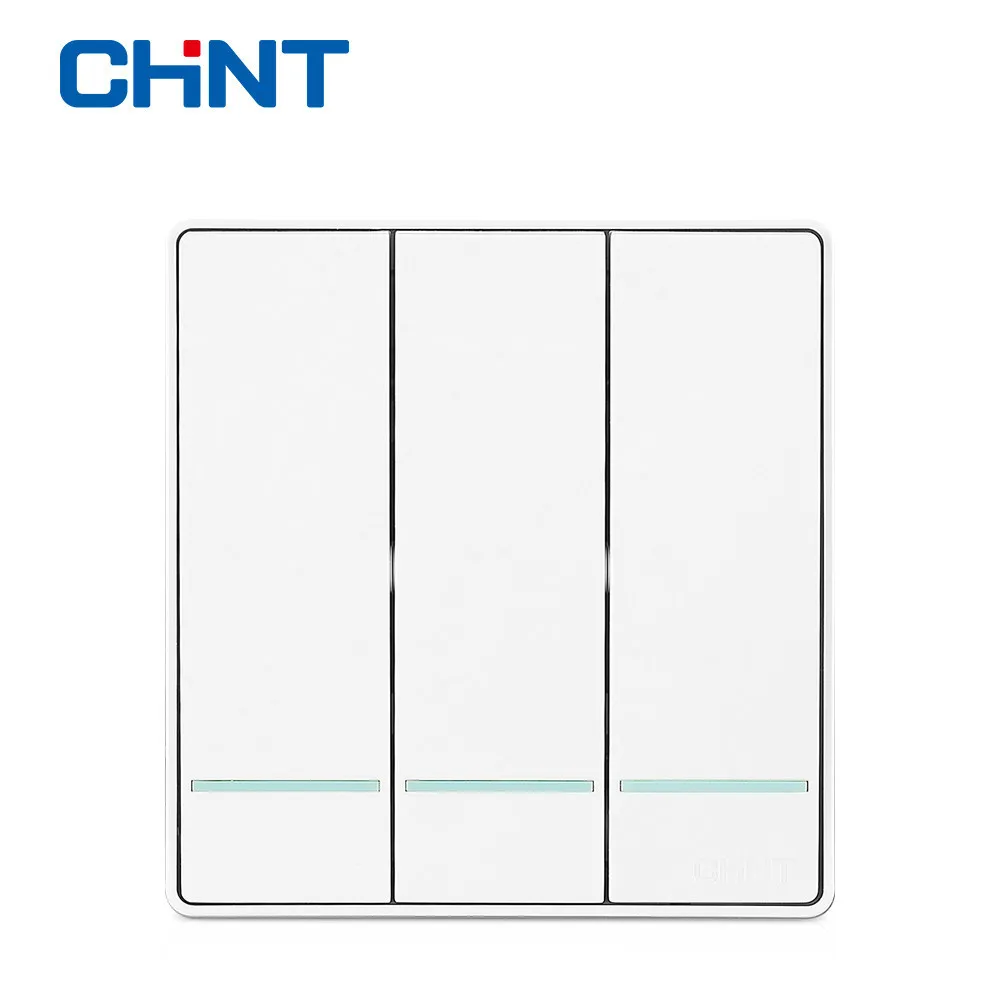 

CHINT New Wall Switches Illuminated Light Switch NEW2D Panel Three Gang One Way 16A Steel Frame