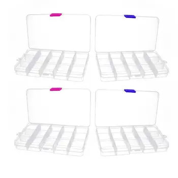 

4pcs 15 Grids Jewelry Organizer Detachable Adjustable Multipurpose Plastic Container Storage Box for Hair Clips Pills Earrings