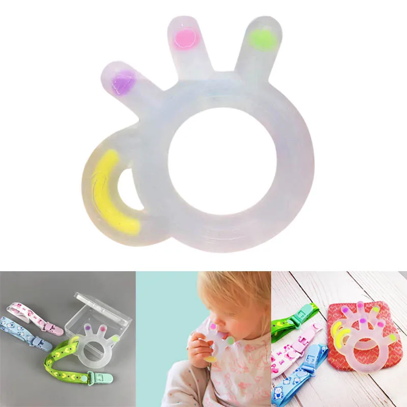 

Baby Teething Toys Teether Pacifier Ring Silicone Teether Baby Toys Teething Relief YJS Dropship