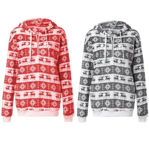 

XMAS Chic Couple Matching Unisex Men Women Christmas Hooded Sweatshirt Jacket Hooded Knitted Pullover Jumper Tops NEW