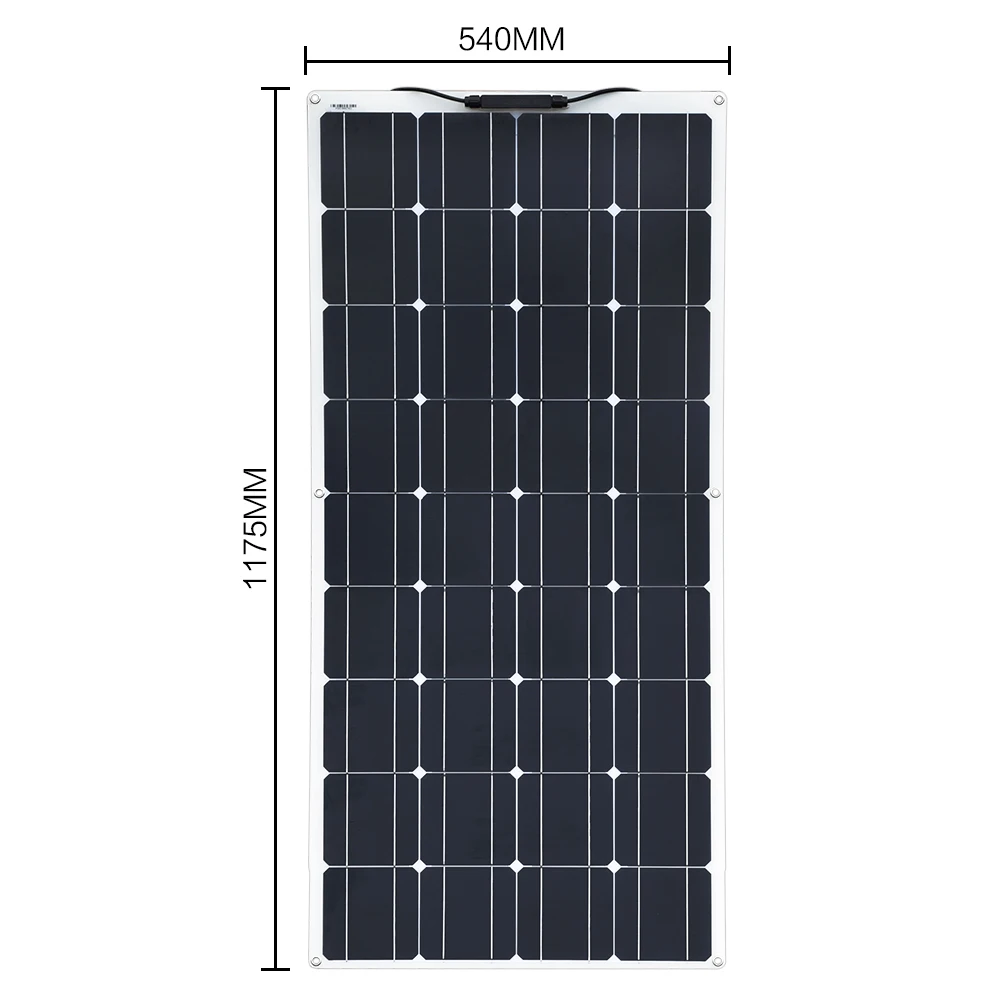 100W Solar Panel 18V 36 Cells New Quality Semi Flexible Monocrystalline PV Module for 12V Battery RV Yacht Car Home Charger 