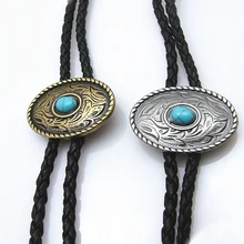 Новое поступление Синий Бирюзовый Галстук боло s персонализированные мужские футболки Овальный щит Галстук боло регулируемые вечерние повседневные Галстуки