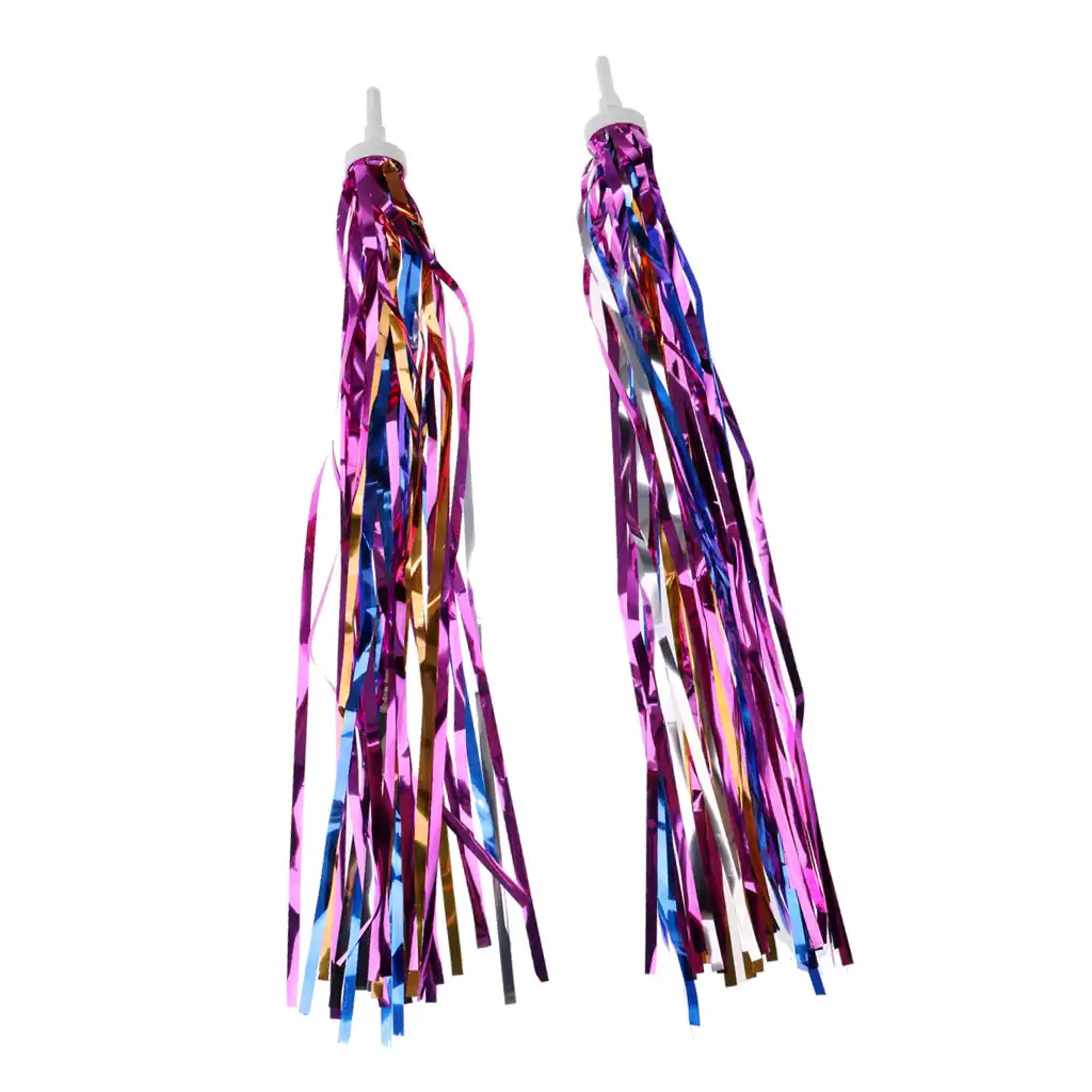 2Pc BIKE RIBBON TASSELS Kids Scooter Trike Handlebar Handgrip Streamers Sparkle