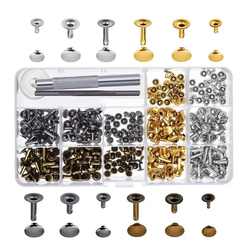 

180 Set Leather Repairing Rivets Craft Snaps Fastener Button Press Studs Pure Copper With Fixing Tools For DIY Craft
