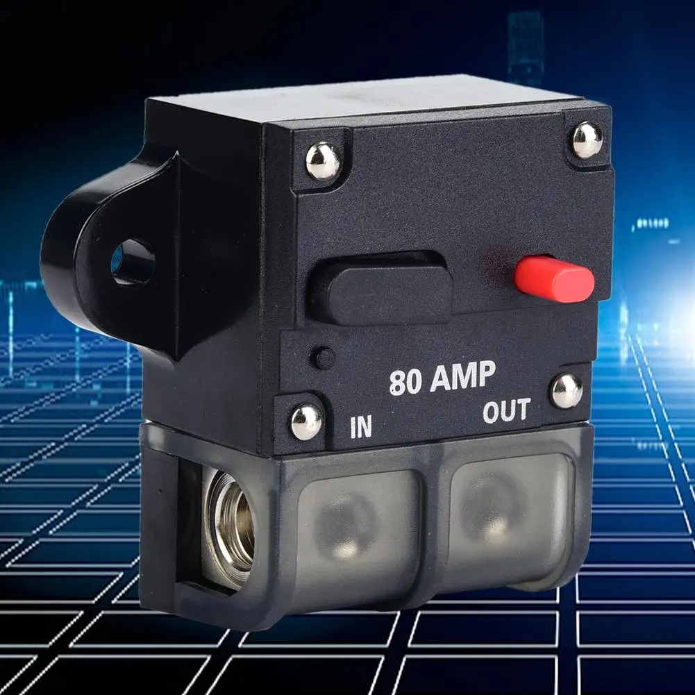 

80A Car Audio Fuse Block Restorable Car Modified Audio Circuit Breaker Manual Reset Switch Fuse Holder
