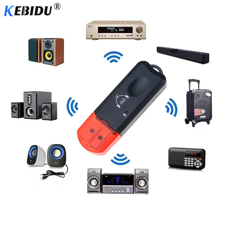 Kebidu USB Bluetooth прием с микрофоном беспроводной аудио адаптер стерео для автомобиля