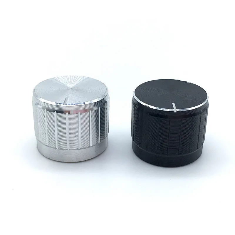 

5pcs/lot Black Silver Aluminum alloy Potentiometer/Encoder Knobs Switch Caps 21x17MM