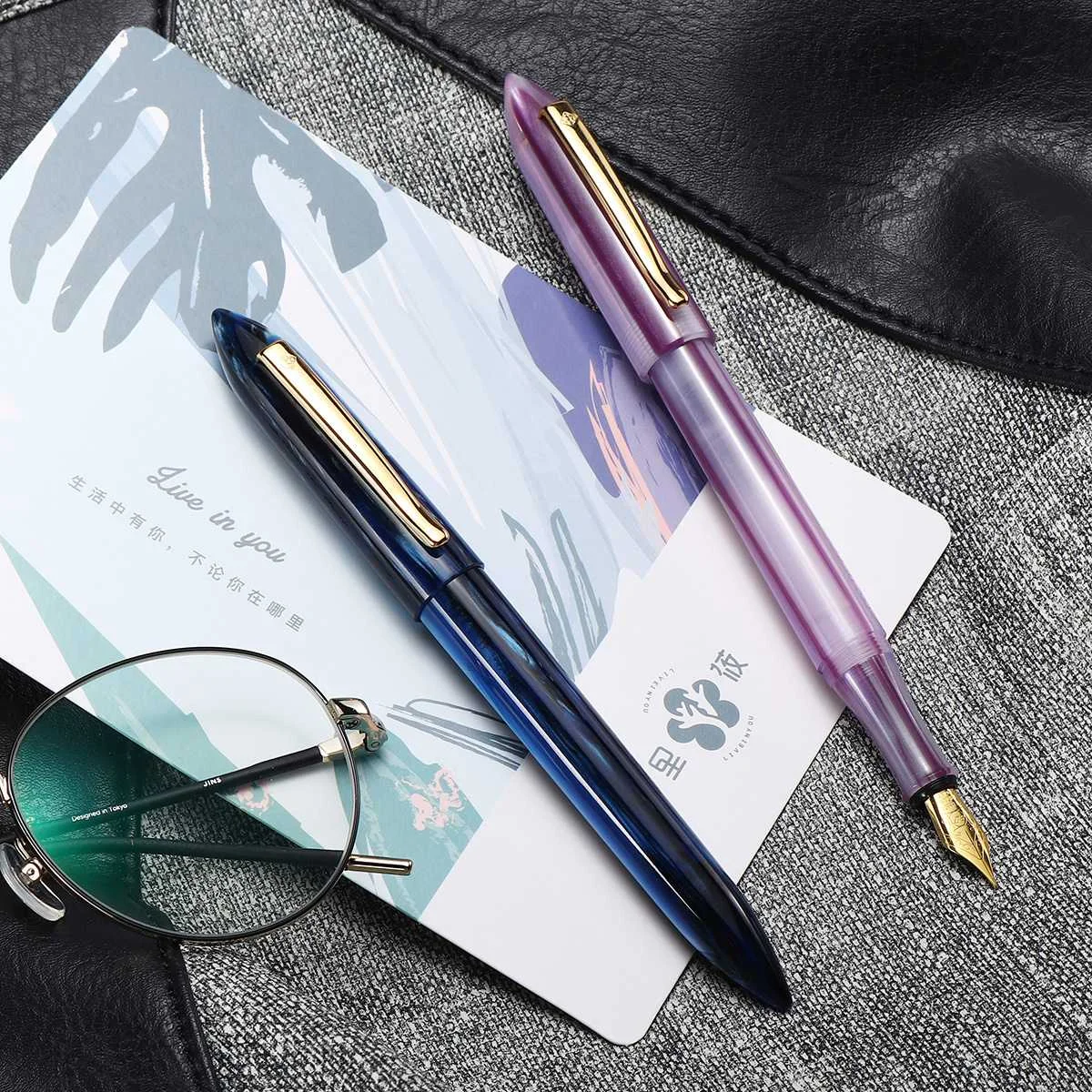 

KICUTE NEW EF Nib Fountain Pen Business Resin Fine Pen For Christmas Gift Wedding Signing School Office Supplies
