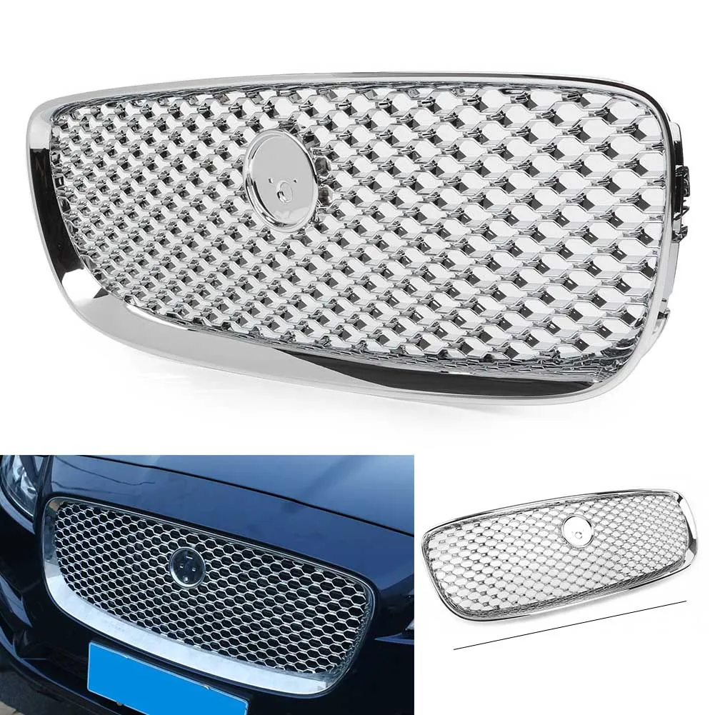 

Front Upper Mesh Grille Radiator Grill for Jaguar XF XFR 2016 2017 2018 Chrome