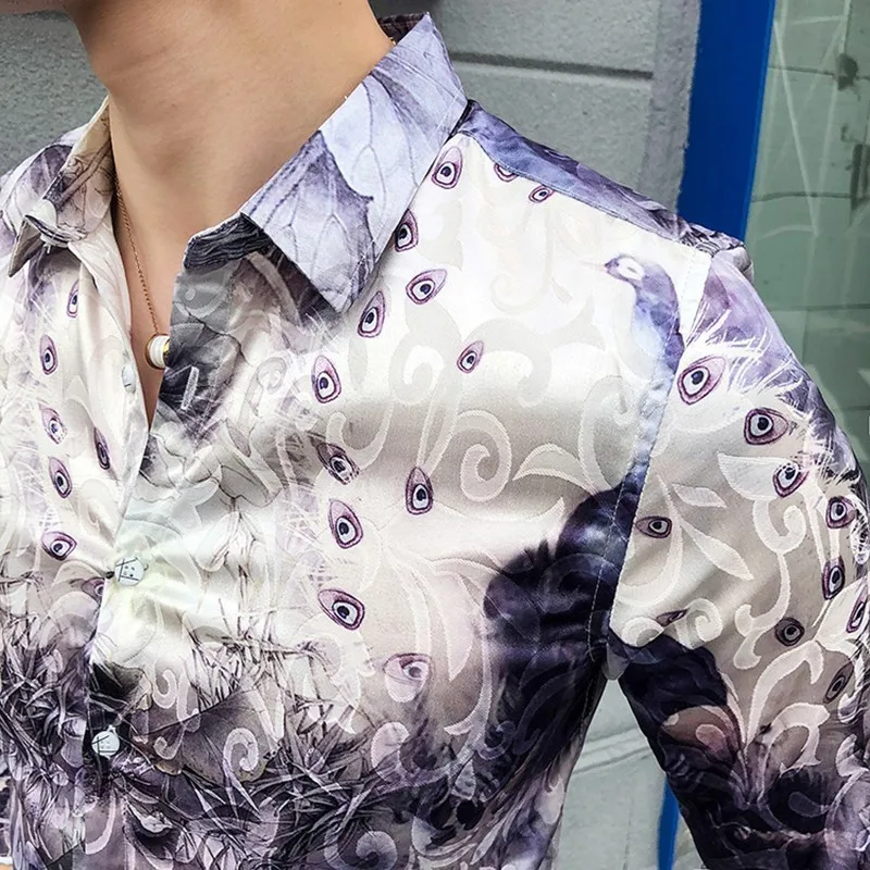 2019 Весна Новые Slim Fit корейские рубашки Для мужчин с длинным рукавом Мода рубашка