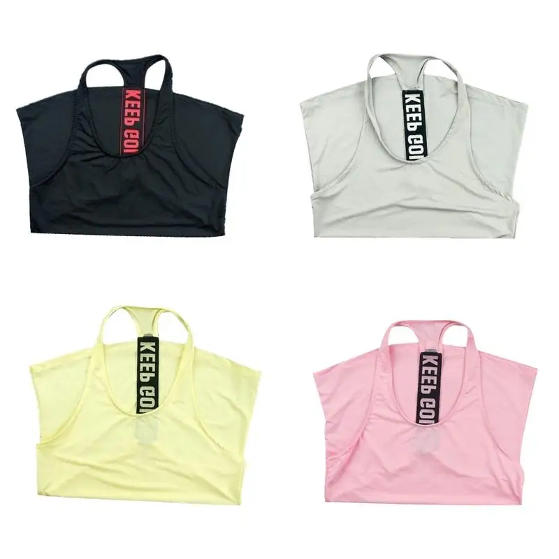 

Female Loose Sports Vest Quick Drying Breathable Vest With Letter On Back String For Running Fitness Women's Casual Solid