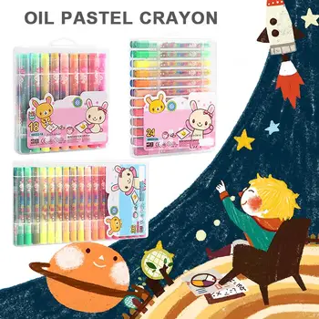 

Rotating Oil Pastel Kit 18/24/36 Color Painting Graffiti Crayons Washable Painting Set For Children Kids