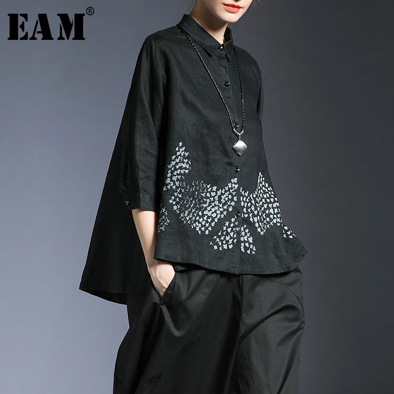 [EAM] 2019 New Spring Summer Lapel Long Sleeve Black