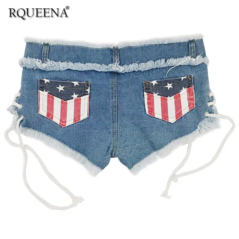 

Rqueena 2019 Women's Shorts Jeans Women Sexy Summer White/Black/Blue Low Waist Denim Cotton Shorts Jeans For Women SH011