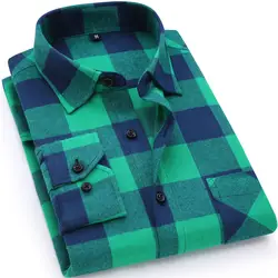 Новинка 2017 года мужская клетчатая рубашка 100% хлопок Высокое качество Мужские Бизнес Повседневное рубашка с длинными рукавами мужской