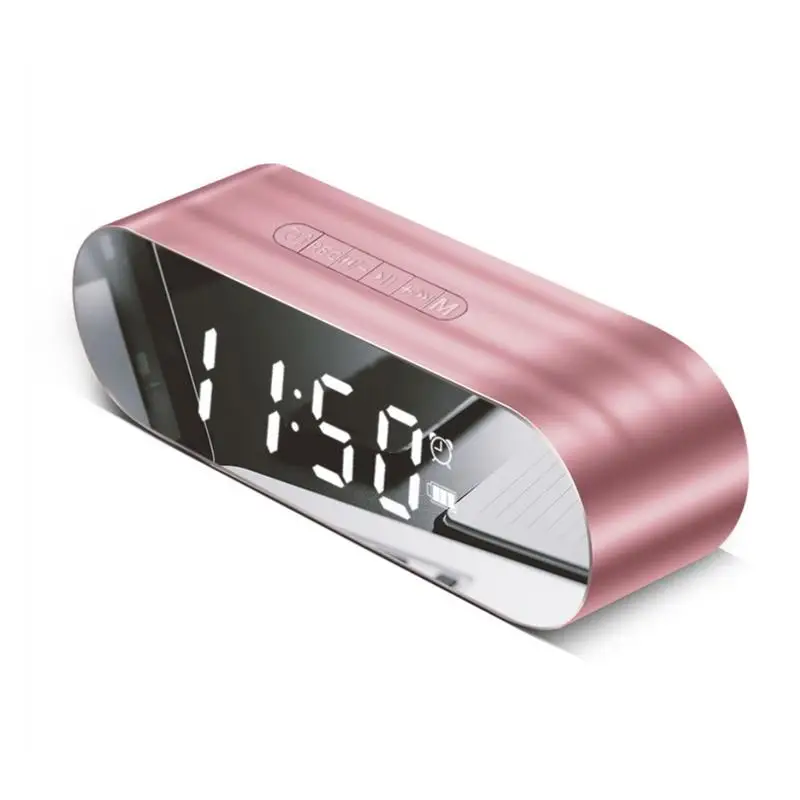 

Wireless Bluetooth Speaker Mirror Alarm Clock Card Small Steel Cannon Home Living Portable Mini Multi Function Radio