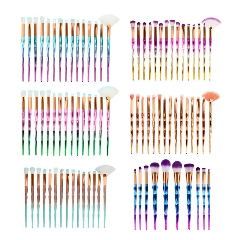 

10/15pcs Multifunction 3D Diamond Fan-shape Powder Eye Shadow Eyebrow Makeup Brushes Make Up Tools Set Kit