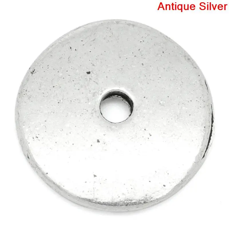 cheap Spacer Beads Flat Round Antique Silver 15mm Dia,HoleApprox 2mm,50PCs (B23600)