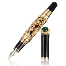 JINHAO роскошный 18KGP 0,5 мм Золотой Дракон перьевая ручка