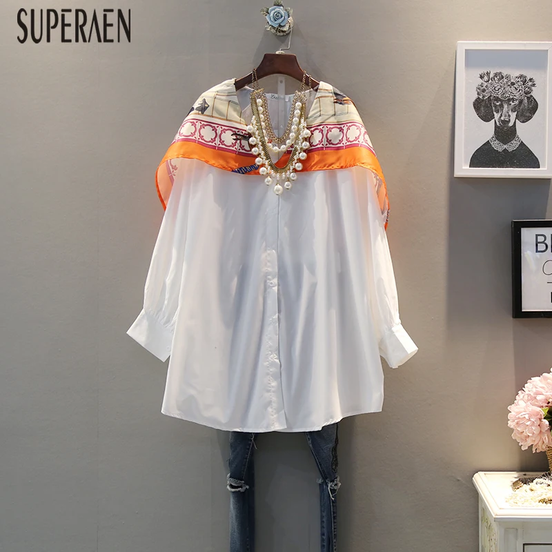 SuperAen Весна и лето новая женская рубашка корейский стиль модные повседневные блузки и топы с длинным рукавом женская одежда