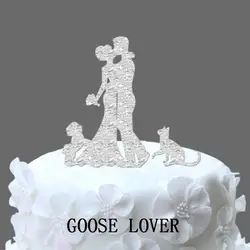 Свадебный торт Топпер Жених и невеста силуэт с Ши-тцу собак и кошек, домашних животных торт Топпер, целующаяся пара смешная верхушка
