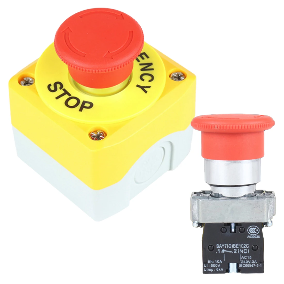 

Button Switc Emergency Stop Push h Switch Equipment Lift Elevator Latching Self Lock Red Mushroom Cap BE102C1NO 1NC