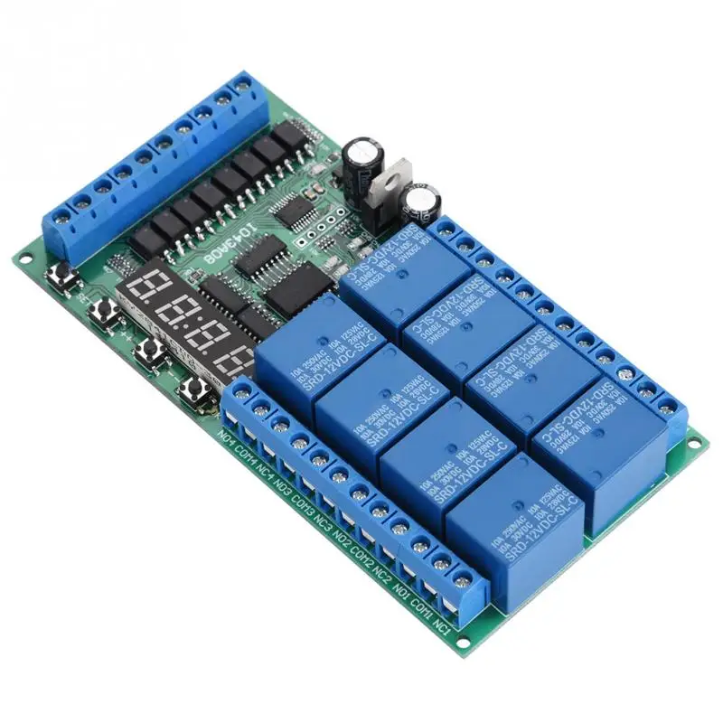 DC 12V 8CH светодиодный Многофункциональный Цифровой Реле времени задержки цикла