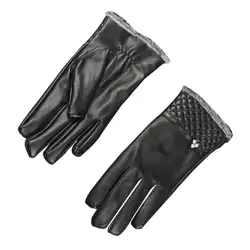 2 шт. зимние теплые из искусственной кожи для женщин Кристалл сенсорный экран непромокаемые перчатки