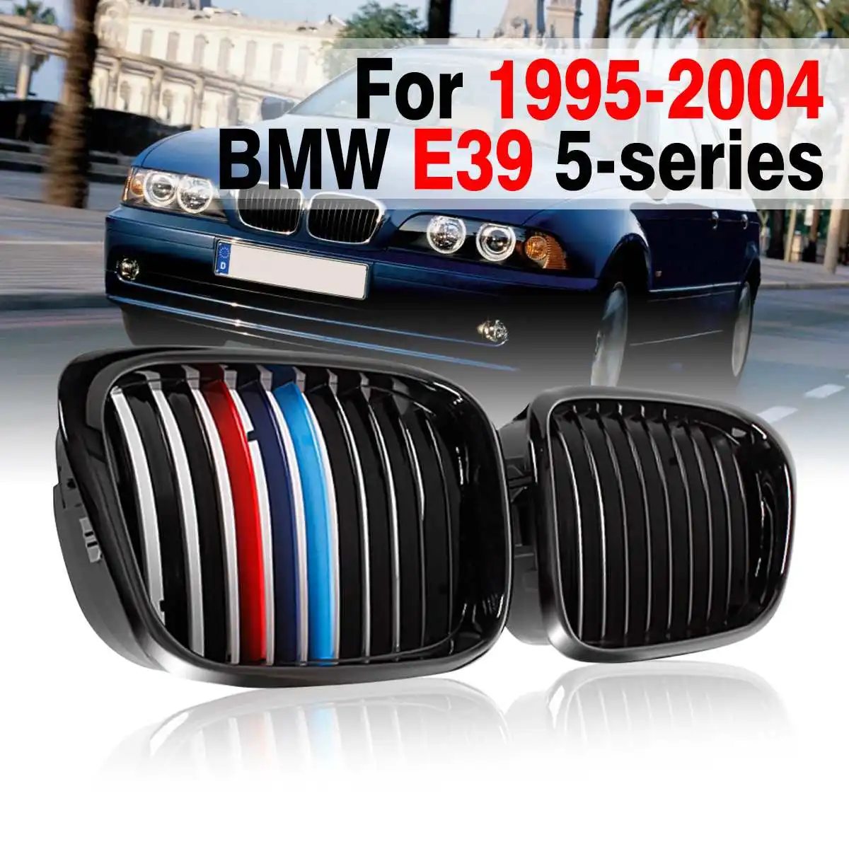 

Front Black Wide Kidney Grille Grill For BMW E39 5-series 525 528 530 535 M5 1995-2004 Car Styling