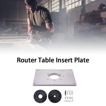 

Aluminum Alloy Router Table Insert Plate with Plastic Router Insertion Ring and Install Screws for Woodworking