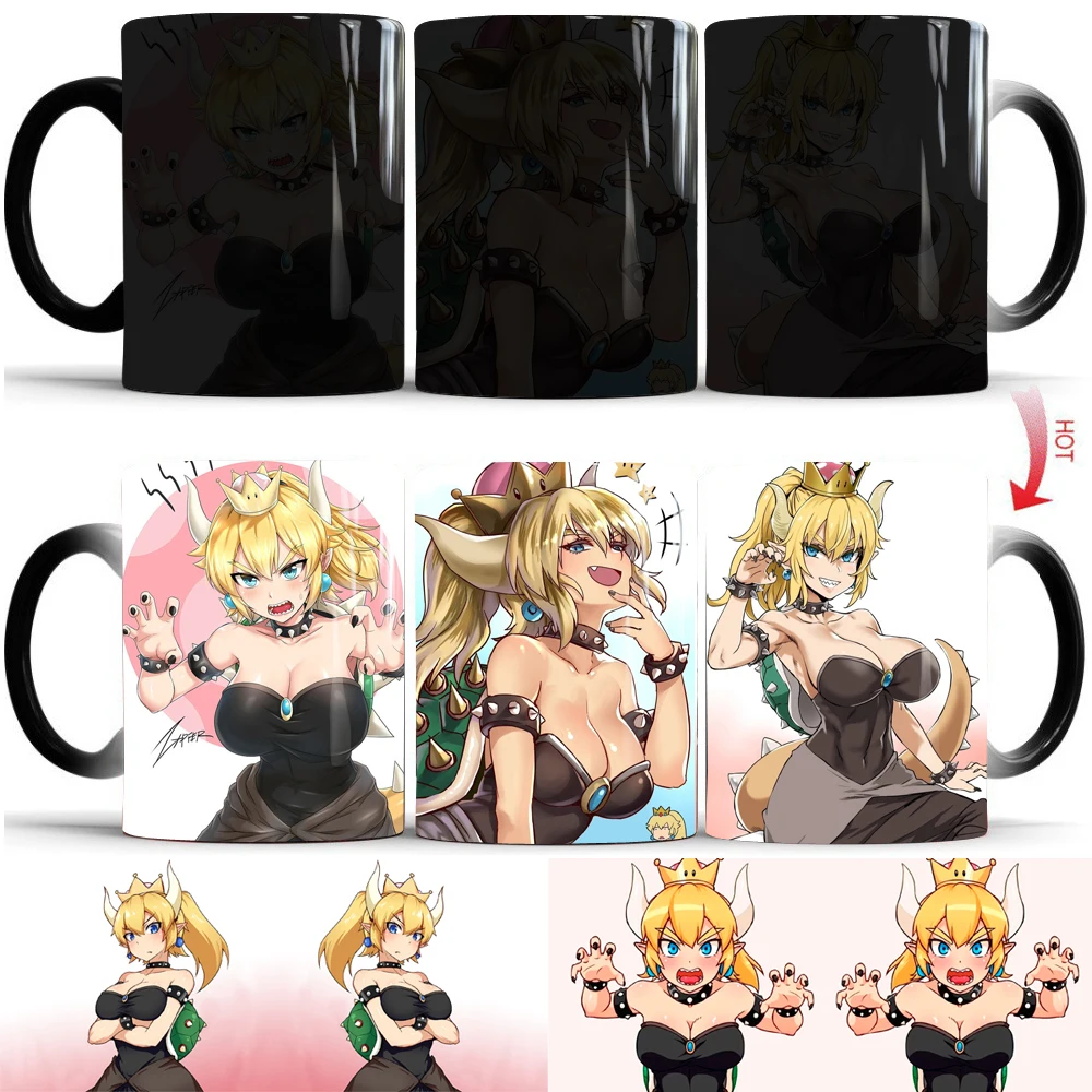 Волшебная кофейная кружка Bowsette, чашка для чая, холодная, горячая, Термочувствительная кружка, теплотрансформирующая, меняющая цвет, чашки, подарки