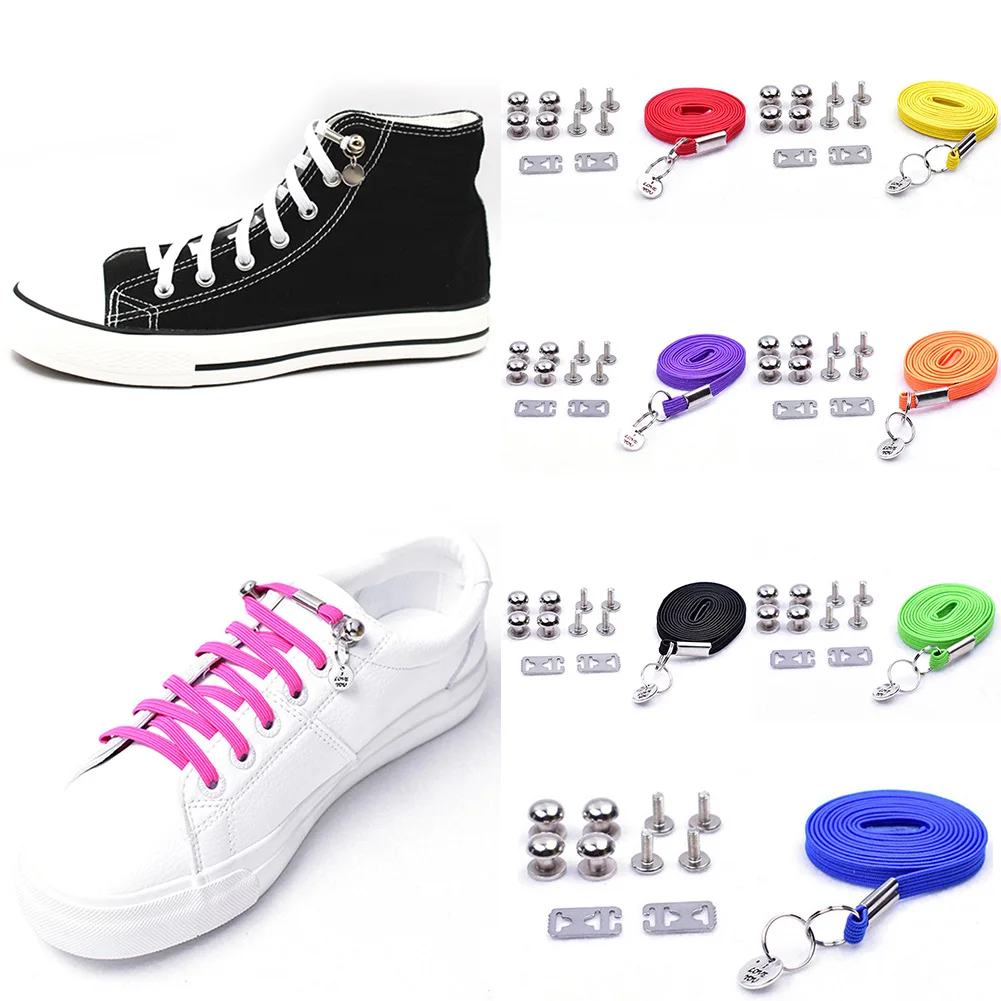 1 Pair New Style Lazy Shoelaces Quick Easy Sneaker Elastic Shoe Laces One-handed Shoelace Sport shoes No Tie Candy Lazy Shoelace