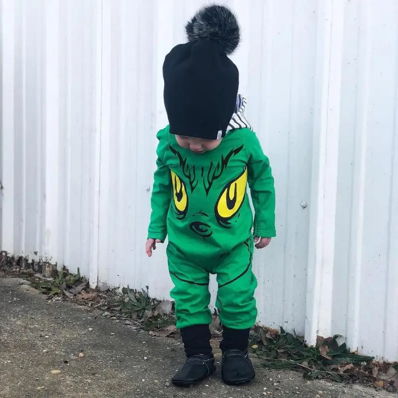 

Monster Print Hooded Rompers for Newborn Boy Cartoon Kids Long Sleeve Jumpsuit Baby Cotton soft Rompers kids clothes newyear
