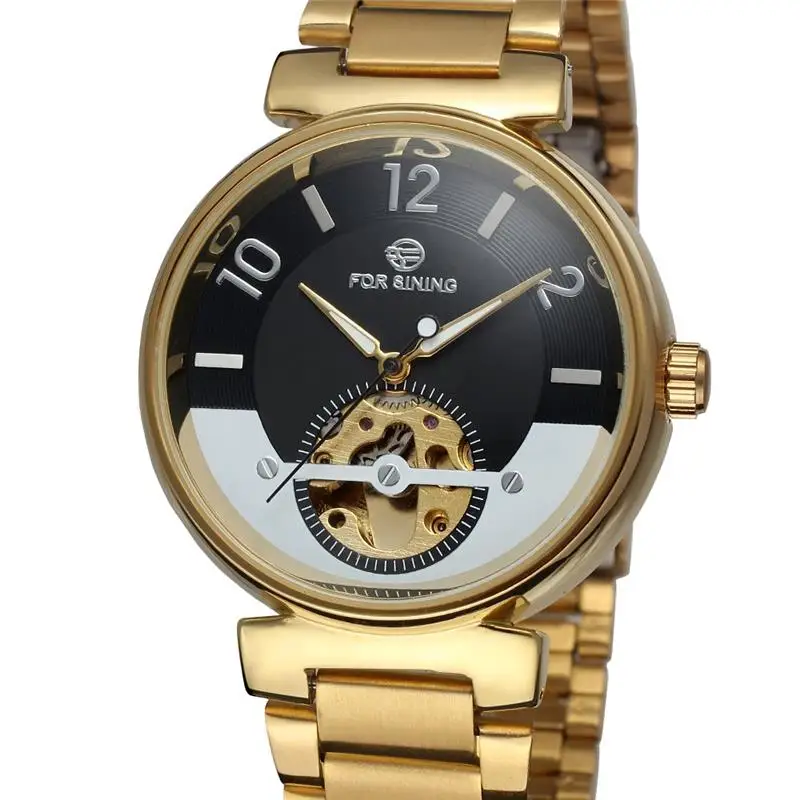 

Forsining 2019 Silver Stainless Steel Waterproof Mens Skeleton Watches Top Brand Luxury Transparent Mechanical Male Wrist Watch