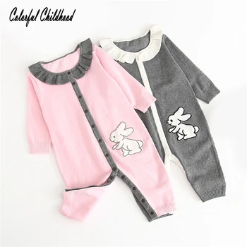 

Cartoon bunny knitting romper boy/girls long sleeve jumpsuit infant newborn body clothes toddler baby romper kids outfits