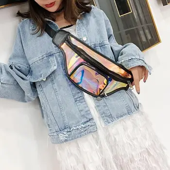 

Women Hologram Laser Shoulder Waist Bags Girls Cool Fanny Belt Packs Phone Pouch Female Lady Casual Shoulder Crossbody Chest Bag