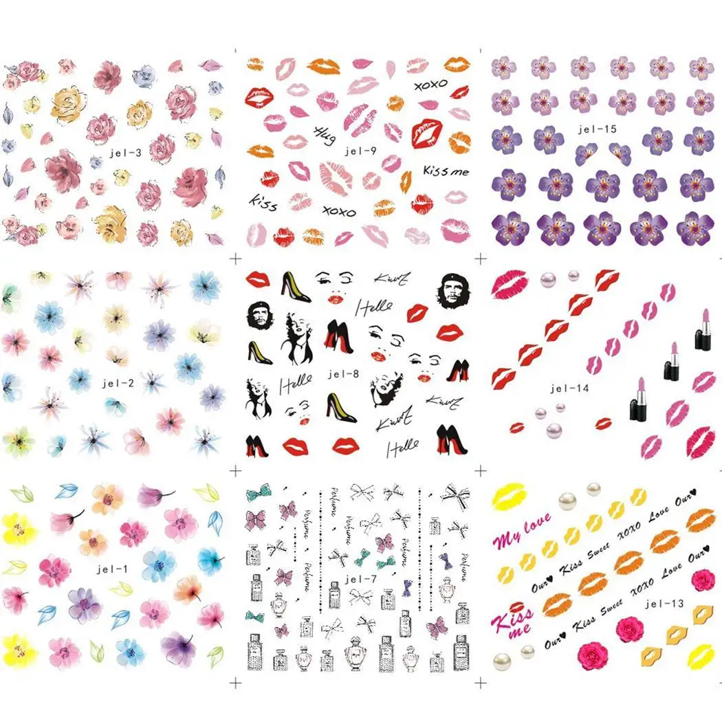 Модная разноцветная наклейки для ногтей с узорами Nail Art Украшение инструмент