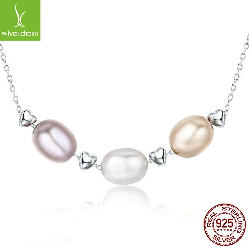

Real 925 Sterling Silver Colares Necklace for Women Freshwater Pearl Pendant Necklace Fine Jewelry Anniversary Gift