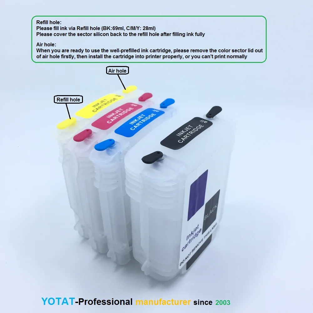 Многоразовый чернильный картридж YOTAT для HP88 HP88XL Officejet Pro K550/K550dtn/K550dtwn/K5400dn/K8600/L7580/L7590
