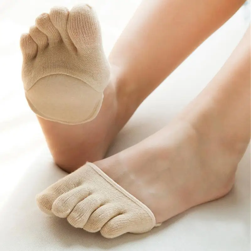 Тонкие носки без пятки с открытым носком, впитывающие пот, противоскользящие носки для сандалий с невидимой передней частью стопы