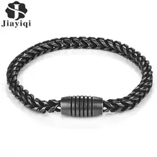 Jiayiqi Ретро пшеничный браслет из нержавеющей стали для мужчин, персональные магнитные застежки, цепочка, браслет, модные ювелирные изделия, 22 см