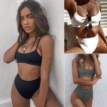 2 шт., женское сексуальное Бандажное бикини, пуш-ап, высокая талия, бюстгальтер с подкладкой, купальник, купальные стринги, монокини, купальник, пляжная одежда, S-XL