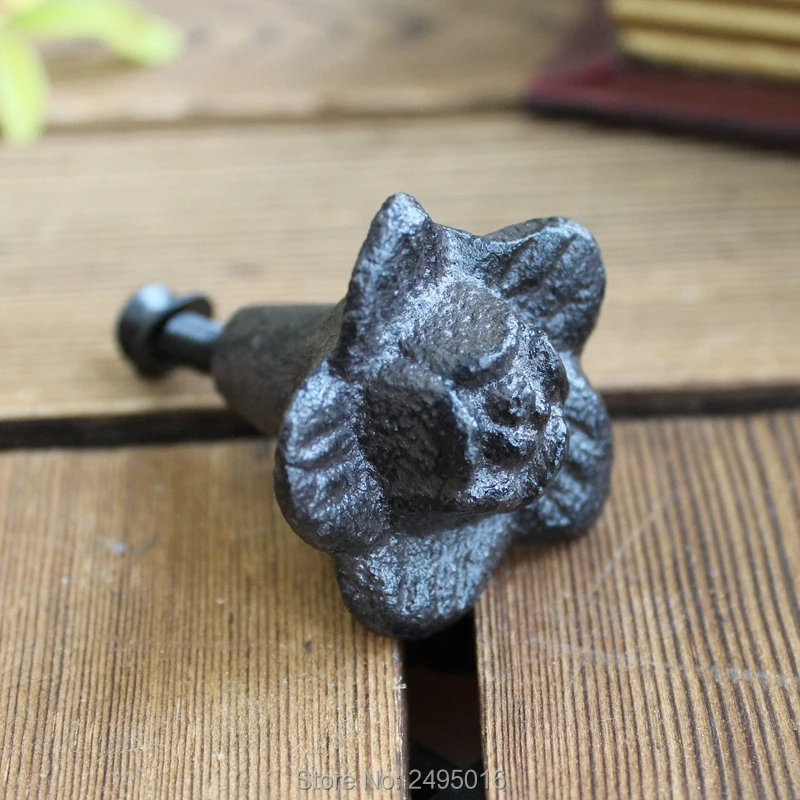 

set of 4pcs Vintage Rose shape Knob Pull Cast Iron Metal Door Handle Cupboard Drawer Knob Kitchen Cabinet Door