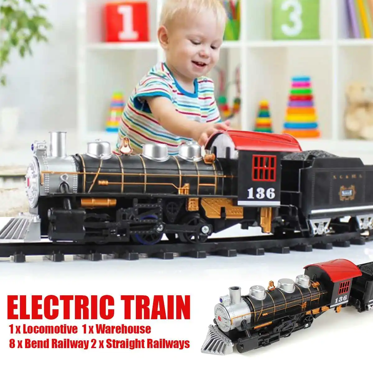Train Toy Electric Classical Steam Train Series With Light Simulation