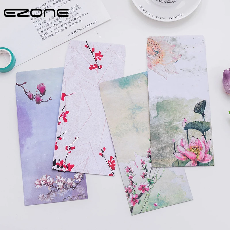 Precio reducido EZONE-sobres de papel de estilo chino para manualidades, sobres de Flor Retro para escritura de letras, postales, suministros escolares, papelería, 3 uds. J9jQgdVoB