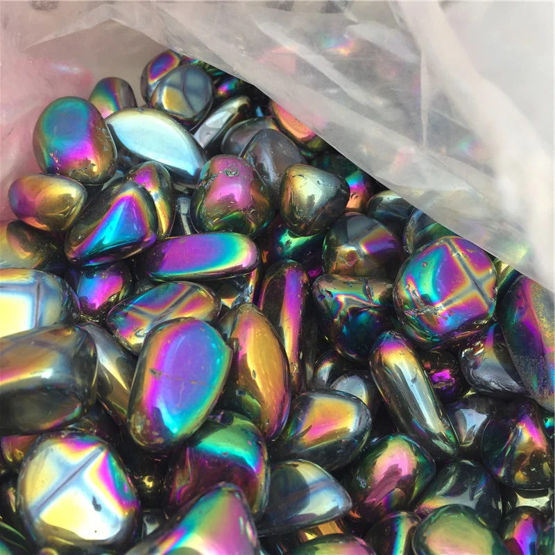 100 г оптовая продажа радужные камни с кристаллом кварца Aura титановым