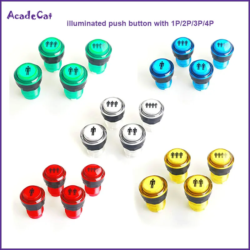 

Free shipping 12V LED Illuminated Arcade Start Button 1P 2P 3P 4P Player 5 Colors for Jamma Game machine Push button Switch